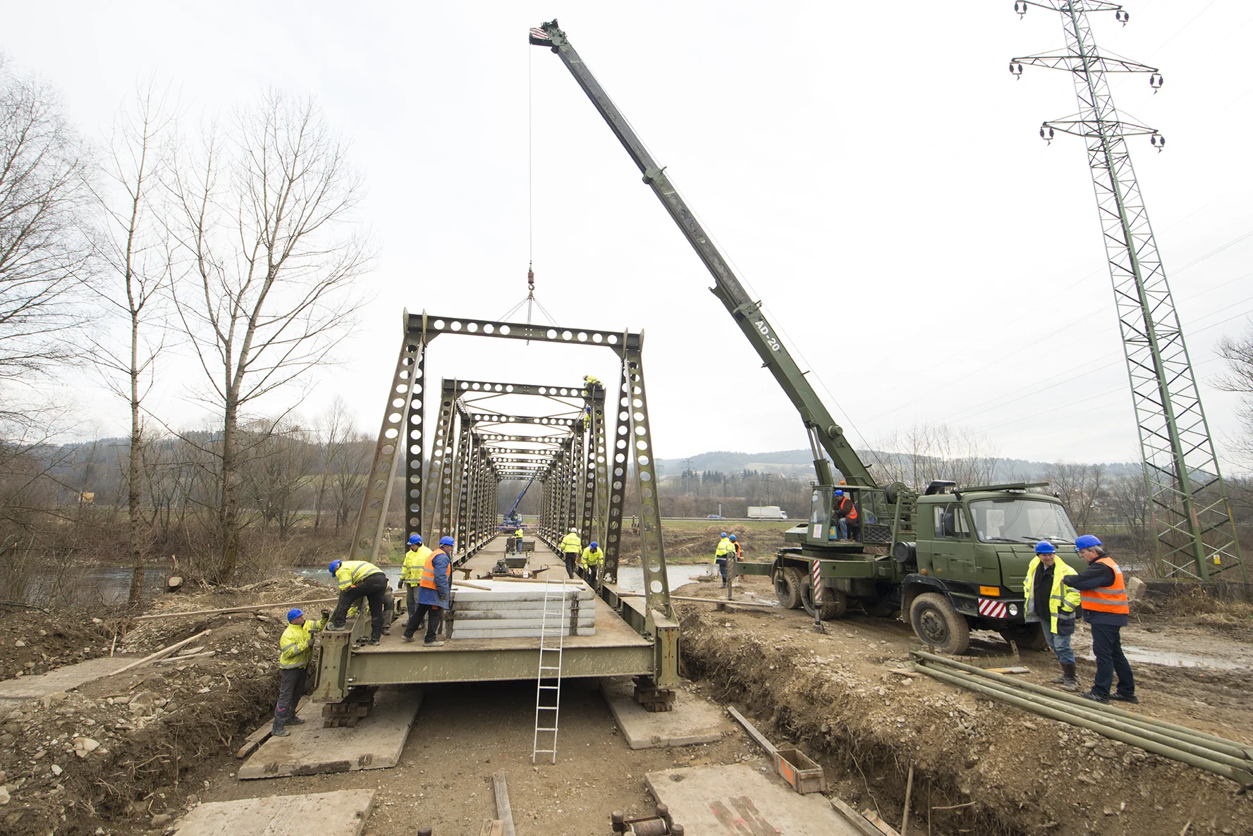 Crane and bridge assembly